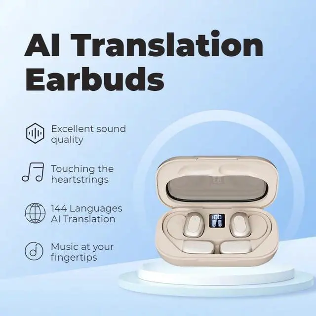 Alt view image 4 of 5 - AI Translator Earbuds, OWS Real-Time 3-in-1 Translation Earbuds 144 Languages & Accents, Translating Earbuds Real Time for Travel Business Learning, Translator Device Headphones (Milky White)
