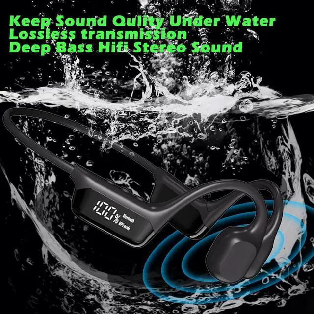 Alt view image 2 of 5 - HAO Swimming Headphones True Bone Conduction Open Ear Headset MP3 Player Built-in 32G Memory IP68 Underwater Waterproof Stereo Bluetooth Earphone for Driving Bicycling Running Skiing