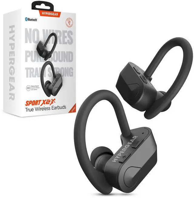 Main image of HyperGear Sport True Wireless Earbuds, Bluetooth Earbuds with Noise-Cancelling Mic, Quick-Pair, Secure-Fit Ear Hooks, Comfortable Wireless Bluetooth for Workouts, Sweatproof, Black