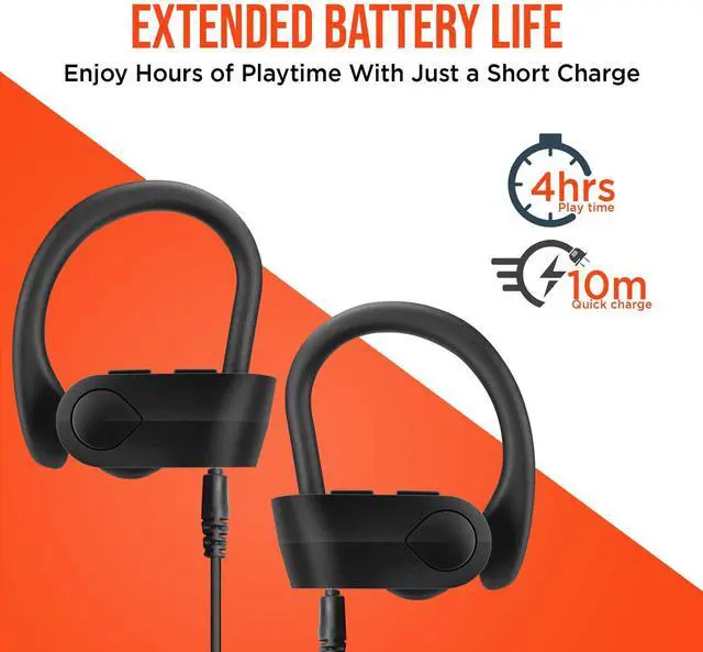 Alt view image 4 of 5 - HyperGear Sport True Wireless Earbuds, Bluetooth Earbuds with Noise-Cancelling Mic, Quick-Pair, Secure-Fit Ear Hooks, Comfortable Wireless Bluetooth for Workouts, Sweatproof, Black