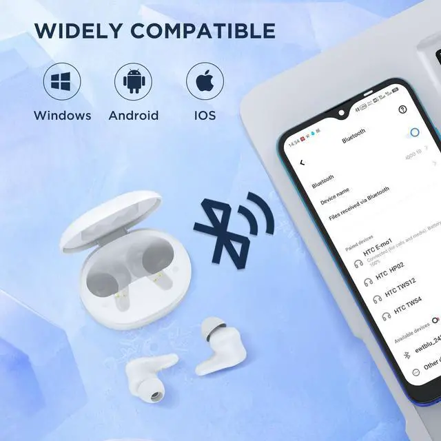 Alt view image 4 of 5 - HTC True Wireless Earbuds Plus Active Noise Cancellation, in Ear Headphone Bluetooth 5.3 with USB C Charging Case, 4 Mics ENC Clear Calls, Deep Bass Stereo Sound, IPX5 Waterproof for iOS and Android