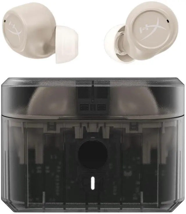 Alt view image 2 of 5 - HyperX Cirro Buds Pro  True Wireless Earbuds, Active Noise Cancellation, ANC, Ambient Sound Mode, Low Latency, Bluetooth 5.2, IPX4, Fast Charge, PC, Nintendo Switch, Mobile - Tan