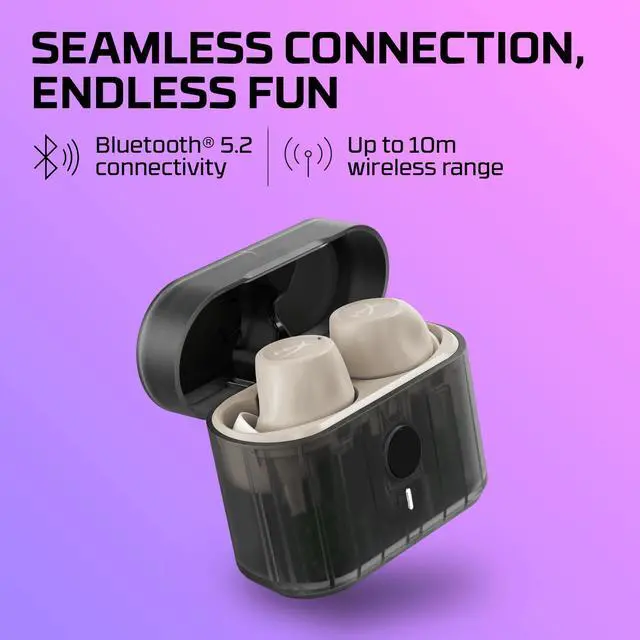 Alt view image 3 of 5 - HyperX Cirro Buds Pro  True Wireless Earbuds, Active Noise Cancellation, ANC, Ambient Sound Mode, Low Latency, Bluetooth 5.2, IPX4, Fast Charge, PC, Nintendo Switch, Mobile - Tan