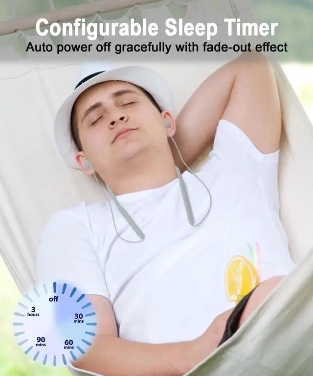 Alt view image 4 of 5 - HomeSpot Lightweight Wireless Neckband SleepBuds Side Sleeper Earpiece Superior Audio Quality 28-Hour Battery Life JY110-S2