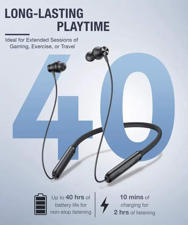 Alt view image 5 of 5 - HomeSpot JY300 Wireless Neckband Headphones, Bluetooth Auracast Ready with App Enhanced, Support aptX HD & LC3 Audio, 40-Hour Battery, for Gaming, Workouts & Commute