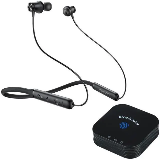 Main image of HomeSpot JY300 Neckband Headphones + BA210 Auracast Transmitter Bundle, aptX Lossless & LC3, 40-Hour Battery, Optical, RCA & 3.5 mm Input