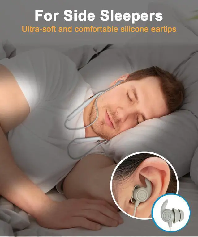 Alt view image 5 of 5 - HomeSpot Lightweight Wireless Neckband SleepBuds Side Sleeper Earpiece Superior Audio Quality 28-Hour Battery Life JY110-S2