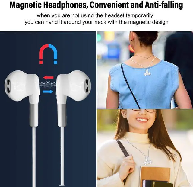 Alt view image 2 of 5 - Hmusic USB C Headphones, Type C Earphones Magnetic, Wired Earbuds in-Ear Headset with Mic Volume Control for Android Smart Phones for Samsung Galaxy, Google Pixel, Xiaomi (White)
