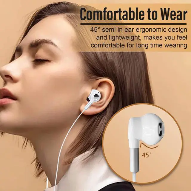 Alt view image 4 of 5 - Hmusic USB C Headphones, Type C Earphones Magnetic, Wired Earbuds in-Ear Headset with Mic Volume Control for Android Smart Phones for Samsung Galaxy, Google Pixel, Xiaomi (White)