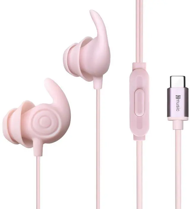 Main image of Hmusic Sleep Earphones, Noise Isolation USB C Sleep Headphones Wired, Lightweight Soft Silicone Earbuds with Mic for Insomnia, Side Sleeper, Snoring, Air Travel, Yoga, Relaxation, Meditation (Pink)