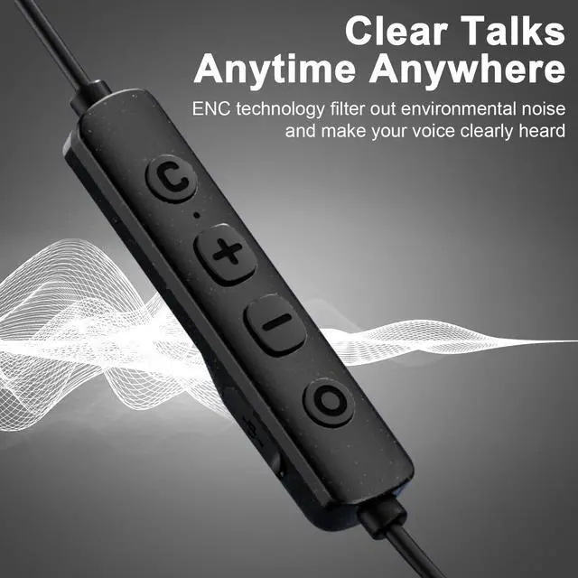 Alt view image 3 of 5 - Hmusic H25 Neckband Bluetooth Headphones 200hrs Long Battery Life, Wireless Earbuds Bluetooth 5.4, IPX5 Waterproof, Around The Neck Headphones w/ENC Mic, for Work/Cycling/Game/Gym/Long Trips