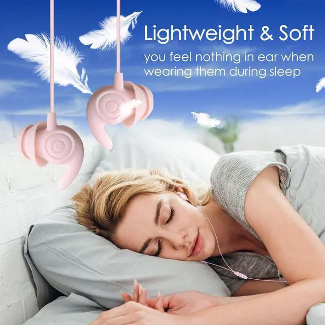 Alt view image 2 of 5 - Hmusic Sleep Earphones, Noise Isolation USB C Sleep Headphones Wired, Lightweight Soft Silicone Earbuds with Mic for Insomnia, Side Sleeper, Snoring, Air Travel, Yoga, Relaxation, Meditation (Pink)
