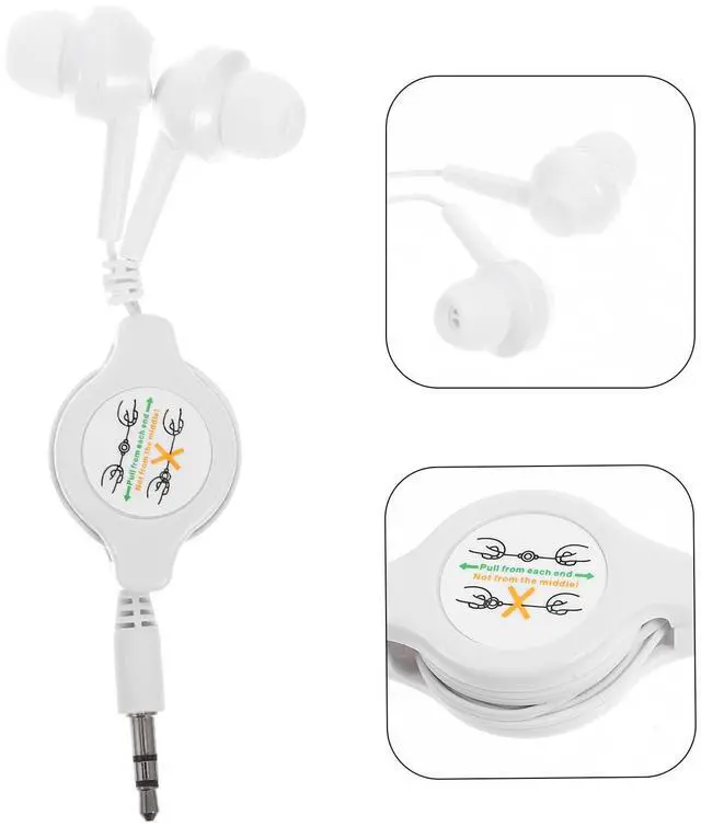 Alt view image 4 of 5 - Hemobllo Retractable Earphones - 3 Pcs Wired in Ear Headphones 3.5mm Jack Stereo Earbuds for Phones Laptops