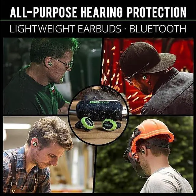 Alt view image 4 of 5 - ISOtunes Free 2.0 OSHA Approved Earbuds: Wireless Bluetooth Hearing Protection Earbuds for Work, 25 dB Noise Reduction, 21-Hour Battery Life, Noise-Cancelling Mic (Free 2.0 - Safety Green)