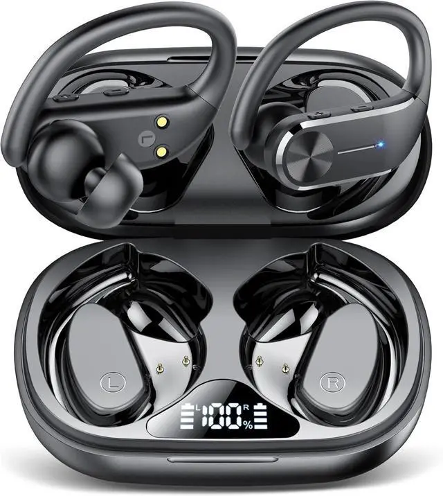 Main image of Ear buds Wireless Bluetooth Earbuds 2025 NEW Bluetooth 5.3 Sport Headphones 68Hrs Playtime with LED Display Powerful Bass Over Ear Earphones with Earhooks IP7 Waterproof USB C for Gym/Running