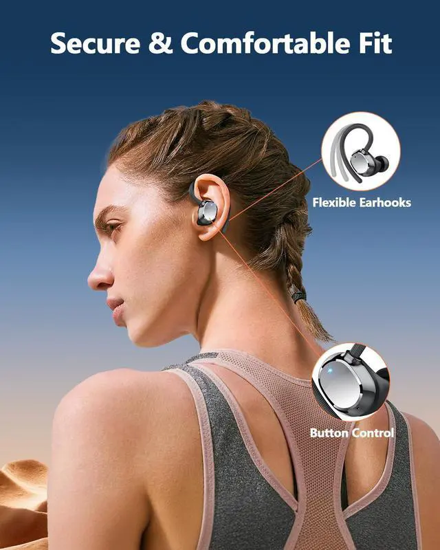 Alt view image 5 of 5 - Wireless Earbuds, 128Hrs Bluetooth 5.3 Headphones Sport, Bluetooth Earbuds with ENC Noise Canceling Mic, Bass Stereo Wireless Earphones, IP7 Waterproof Over Ear Buds with Earhooks for Fitness/Running