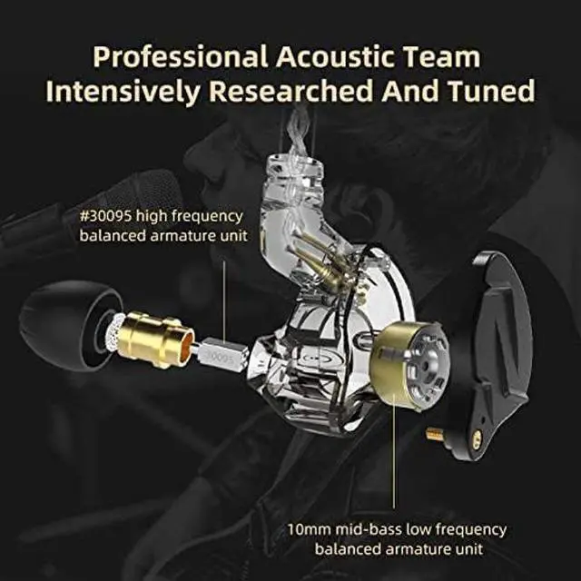 Alt view image 4 of 5 - KZ ZSN PRO X Wired Earbuds, in-Ear Monitor Headphones with Dual Driver-Clear Sound and Ergonomic Custom-Fit Earpieces (S/M/L),Gaming Earbuds,3.5mm Jack for Phones Computer Laptops (Black Without Mic)