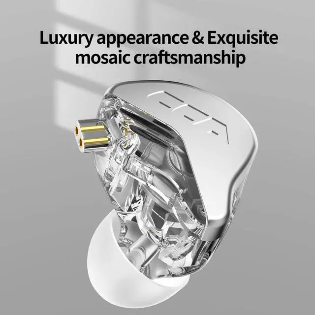 Alt view image 2 of 5 - CCA CRA in Ear Monitor Headphones, Ultra-Thin Diaphragm Dynamic Driver Super Bass Clear Sound Gaming Earbuds Wired IEM Earphones with Detachable IEM Cable for Singer Musician DJ Stage Church (White)