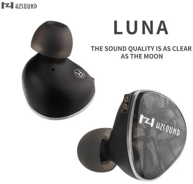 Alt view image 2 of 5 - H HIFIHEAR Hzsound Luna in Ear Monitor,Heart Mirror Pro Urgraded Version,CNC Metal Shell Imported Resin Panel Wired Earbuds with 3.5/4.4mm Replaceable Plugs,Leather Case