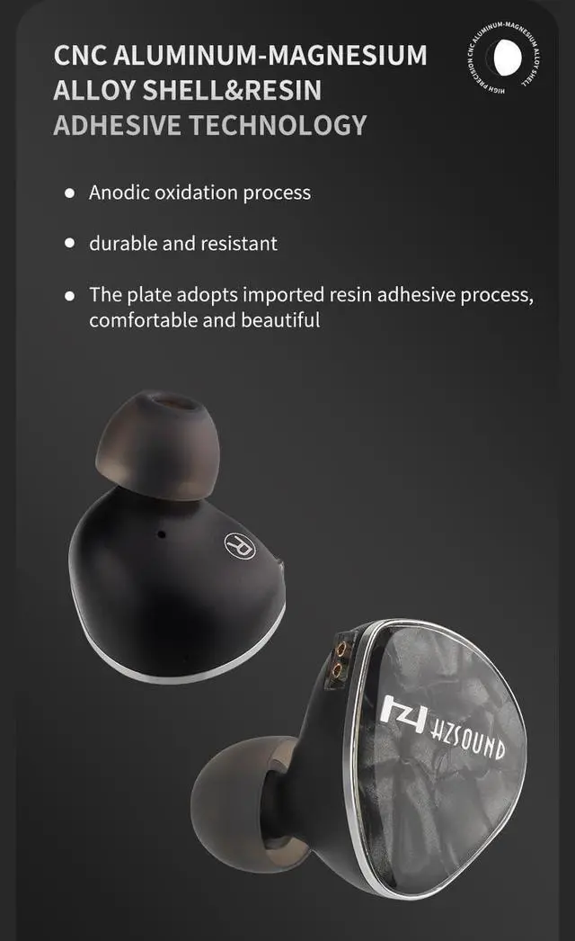 Alt view image 4 of 5 - H HIFIHEAR Hzsound Luna in Ear Monitor,Heart Mirror Pro Urgraded Version,CNC Metal Shell Imported Resin Panel Wired Earbuds with 3.5/4.4mm Replaceable Plugs,Leather Case