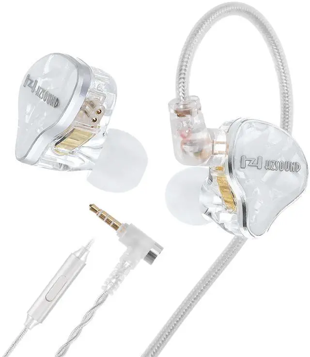 Main image of Hzsound White Snow New IEM HiFi in Ear Monitor Headphones,Resin drip molding Cover HiFi Wired Earbuds with QDC Detachable Cable for Gaming Singers Musicians (White, with Mic)