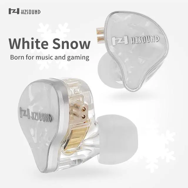Alt view image 2 of 5 - Hzsound White Snow New IEM HiFi in Ear Monitor Headphones,Resin drip molding Cover HiFi Wired Earbuds with QDC Detachable Cable for Gaming Singers Musicians (White, with Mic)