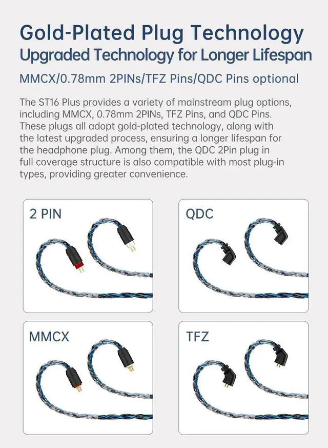 Alt view image 3 of 5 - 2M Length Long IEMs Earphone Cable and KZ ZAS in Ear Monitor