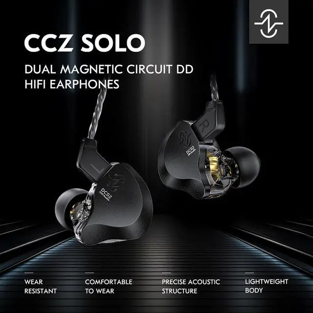 Alt view image 2 of 5 - H HIFIHEAR CCZ DC02 Gaming Earbuds Wired IEM with Microphone Black and CCZ DC02 in Ear Monitors Without Mic Silver