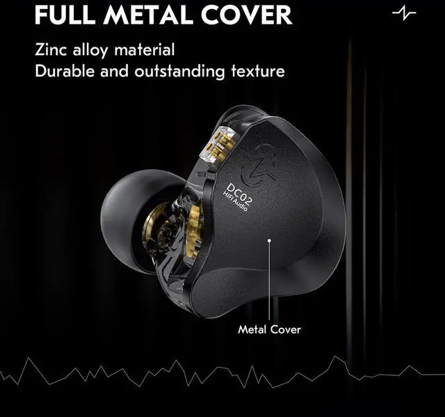 Alt view image 4 of 5 - H HIFIHEAR CCZ DC02 Gaming Earbuds Wired IEM with Microphone Black and CCZ DC02 in Ear Monitors Without Mic Silver
