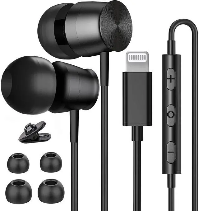 Main image of Lightning Headphones for iPhone 13 14 12 Pro Max MFi Certified Lightning Earbuds with Mic Noise Isolation Stereo Bass in-Ear Headphones Lightning Connector Wired Earphones for iPhone 11 XR SE