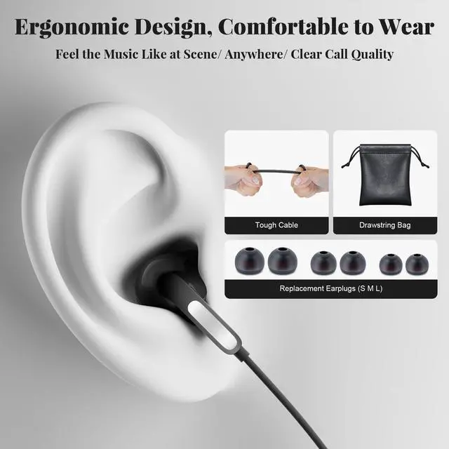 Alt view image 4 of 5 - Gsangoo USB C Headphones, Type C Earphones, Wired, Black, In Ear, Adult, Compatible with Samsung S24 Series, iPhone 15 Series