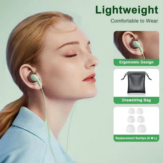 Alt view image 2 of 5 - Gsangoo USB C Headphones for iPhone 16 Pro Max, Wired Earbuds with Mic, Volume Control, Noise Cancelling, Compatible with iPhone 15/iPad Pro/Samsung Galaxy S25/S24/S23 Ultra