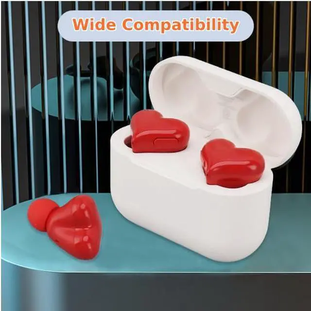 Alt view image 2 of 5 - Heart Shaped Earbuds, Noise CancellingEarphones, HiFi Stereo, Long Battery Life, Wide Compatibility