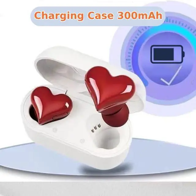 Alt view image 4 of 5 - Heart Shaped Earbuds, Noise CancellingEarphones, HiFi Stereo, Long Battery Life, Wide Compatibility