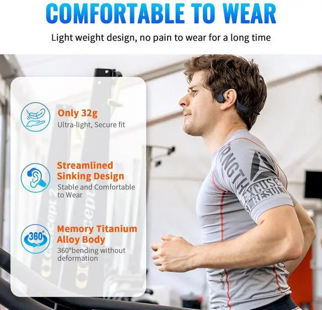Alt view image 2 of 4 - GenXenon Wireless Bone Conduction Headphones with Bluetooth 5.3, Open Ear Design, & IPX8 Waterproof Rating. Built-in Mic & 32G MP3 Player for Running, Swimming, and Workout Sessions. (Black-21)