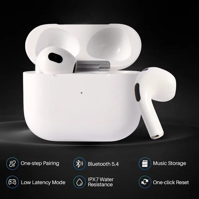 Alt view image 4 of 5 - Generic Wireless Bluetooth Earbuds Hi-Fi Stereo Bass with Mic Noise Cancelling 32Hrs Playtime IPX7 Waterproof for iPhone Android -(A5-A8pro (A5), White