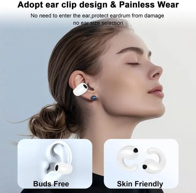 Alt view image 3 of 5 - Yubeaahn Wireless Earbuds,Bluetooth 5.3 Open Ear Headphones,Clip On Bluetooth Earbuds,Wireless Headset with Digital Display Charging Case,Earring Sports Earphones,for Running Workout Driving