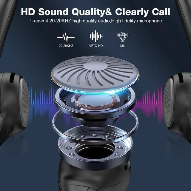 Alt view image 4 of 5 - Bone Conduction Headphones, Open Ear Wireless Headphones Bluetooth 5.3 Sport Headset with Mic,10H Playtime Sweatproof & Rainwater Proof Lightweight Earphones for Running, Gym, Cycling, Hiking(Red)