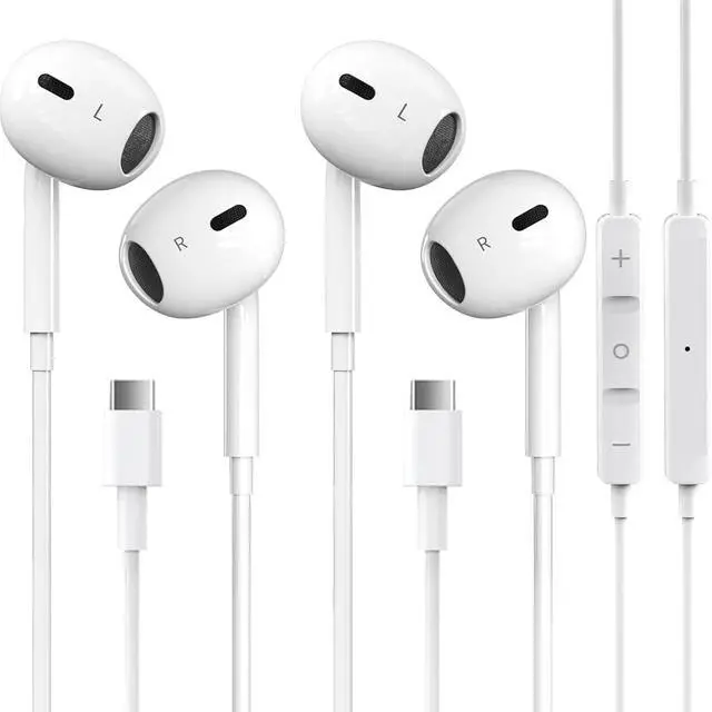 Main image of 2 Packs USB C Headphones for iPhone 16/15 Pro Max Plus Type C Earbuds Wired Earphones with Mic & Remote Control Noise Cancelling for iPhone 16/15 pro, iPad Pro, Galaxy S23/S22/S21/S20/Ultra Note 10/20