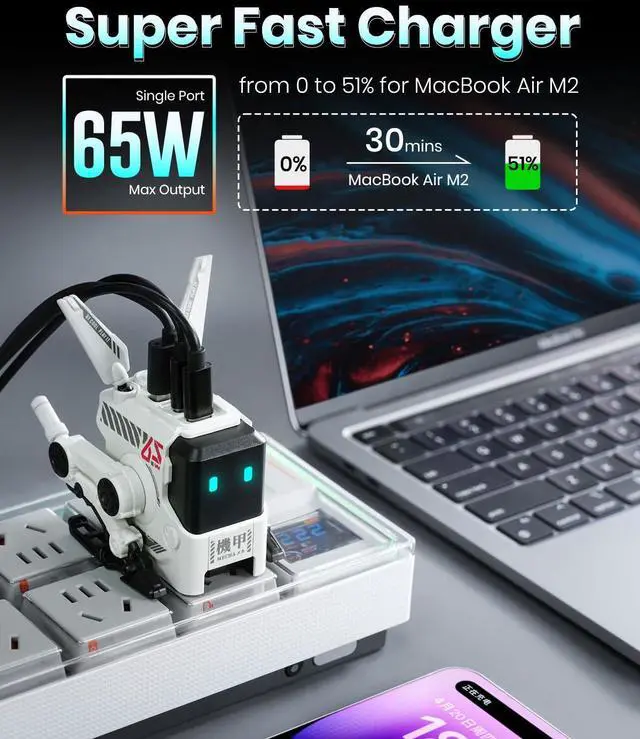 Alt view image 3 of 5 - Gravastar Wireless Earbuds Sirius P5 Defense Mecha with 65W USB C Charger White