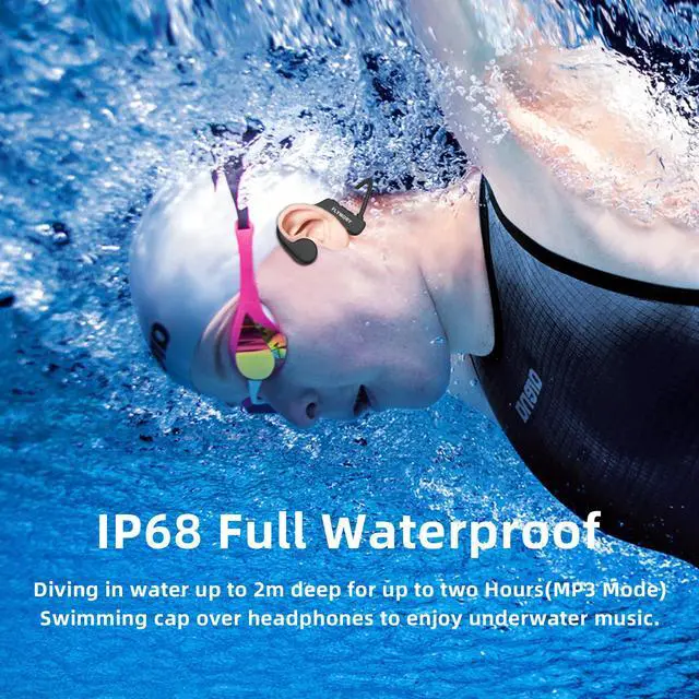 Alt view image 2 of 5 - flymory Bluetooth 5.3 Bone Conduction Headphones Waterproof Underwater Headphones for Swimming, 32G IPX8 Waterproof MP3 Player for Swimming Earbuds Running