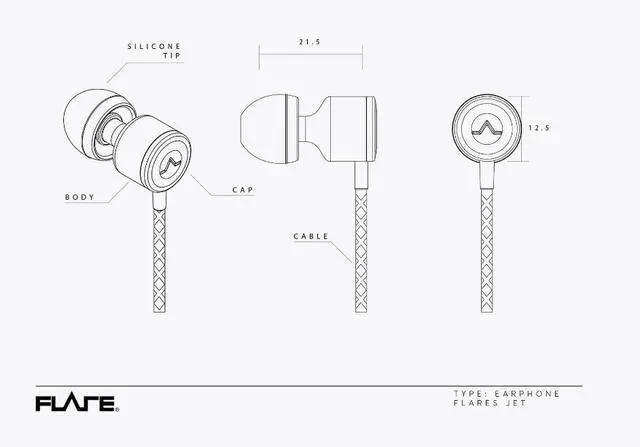 Alt view image 3 of 5 - FLARE AUDIO Jet 3 in-Ear Headphones Titanium - Incredible Sound Quality, High Sensitivity Microphone, 3.5mm Jack, Noise Isolating
