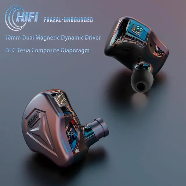 Alt view image 2 of 5 - FAAEAL Composite Diaphragm in-Ear Monitor, HiFi Wired Earbuds, QDC-2PIN Detachable Silver Plated IEM Cable Compatible for KZ ZSN ZS10 PRO TRN MT1 Headphones Type-C Connector w/mic 4.2ft