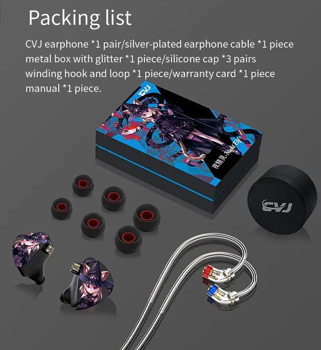 Alt view image 5 of 5 - EZ EAR CVJ Night Elf Good-Looking Dual-Channel Three -Unit in Ear Monitor Wired Earbuds with DLC Diamond Diaphragm IEM Earphones Gaming Earbuds for Musicians Singers Gamers (Black, with Mic)