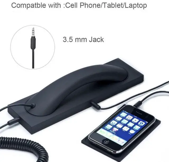 Alt view image 2 of 5 - Fashion Retro Phone handset Headset 3.5mm Microphone Prevention Radiation Compatible with iPhone Samsung