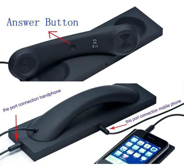Alt view image 3 of 5 - Fashion Retro Phone handset Headset 3.5mm Microphone Prevention Radiation Compatible with iPhone Samsung