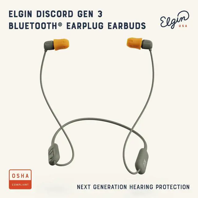 Alt view image 2 of 5 - Elgin Discord Gen 3 Bluetooth Earplug Earbuds, OSHA Compliant Noise-Isolating Safety Wireless Headphones, All-Weather Earphones for Industrial Work, and High-Noise Environments