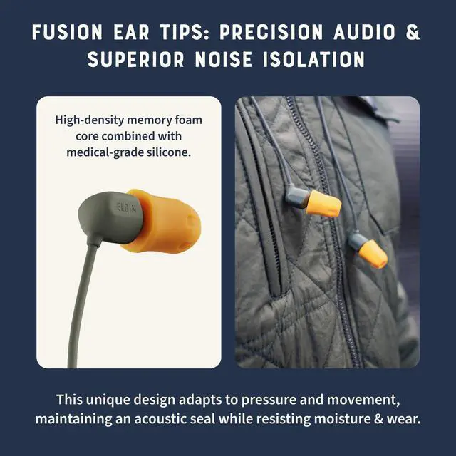 Alt view image 5 of 5 - Elgin Discord Gen 3 Bluetooth Earplug Earbuds, OSHA Compliant Noise-Isolating Safety Wireless Headphones, All-Weather Earphones for Industrial Work, and High-Noise Environments