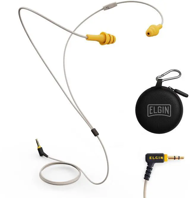 Main image of Elgin Ruckus+ Earplug Earbuds with Mic, 25 dB Noise Reduction Wired Earbuds, Safety Ear Plugs Headphones, OSHA Compliant Hearing Protection for Work Construction Industrial, Sweatproof Headphones
