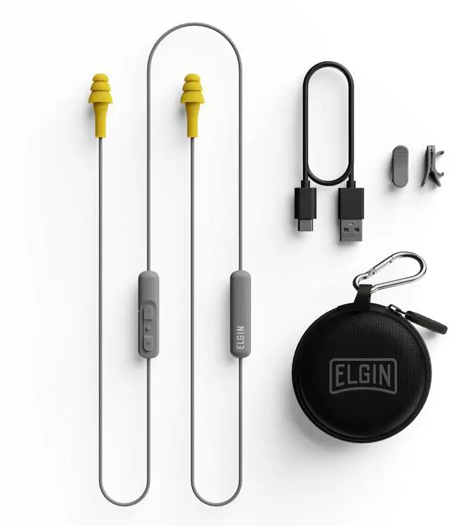Main image of Elgin Ruckus Wireless Bluetooth Earplug Headphones, 25 dB NRR, Noise Canceling Mic, 12-Hour Battery, IP65 Sweatproof, Compliant with OSHA Hearing Safety Standards